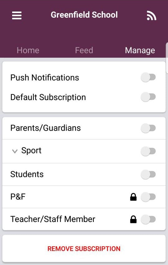 The Manage page of SZapp