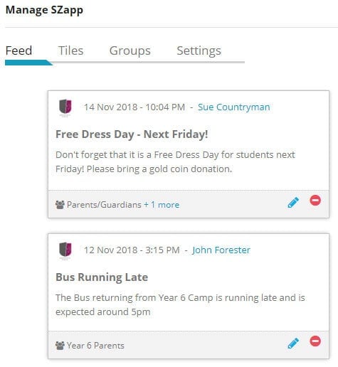 The Feed within SZapp