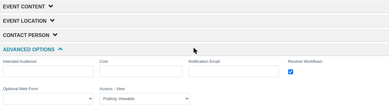 The Advanced Options section