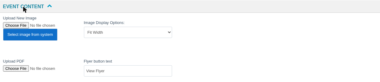 The Event Content section