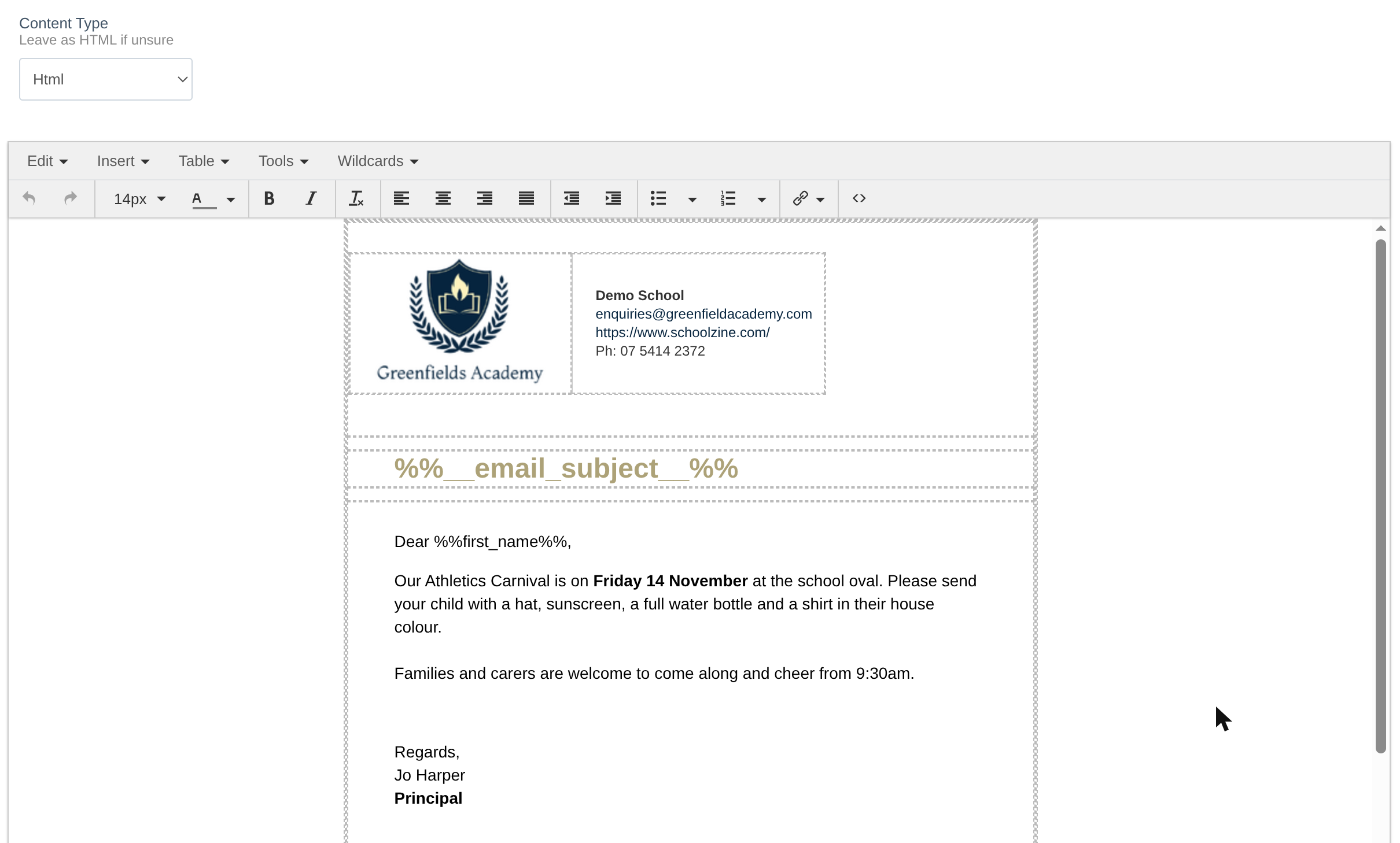 Writing the email