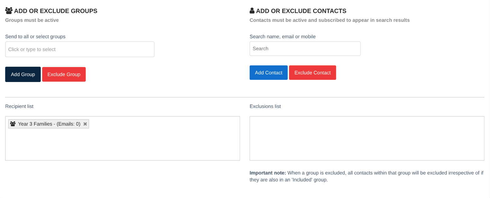 Adding a group to the recipient list