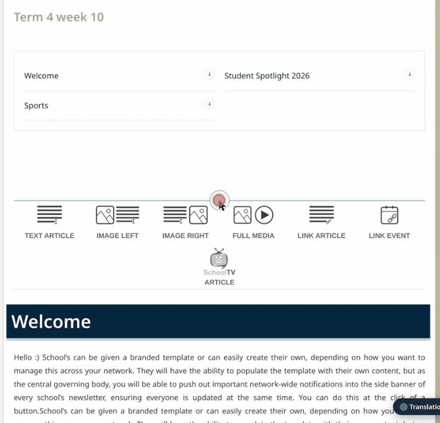 Adding a Text article called Book Week Parade