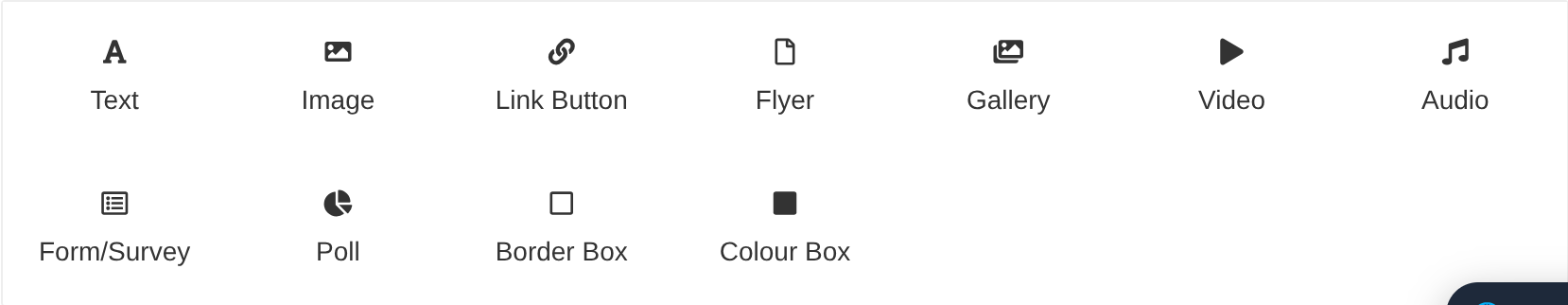 The bar of content elements under an article