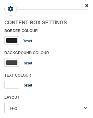 The Colour Box settings