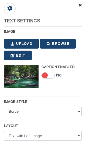 The image settings panel