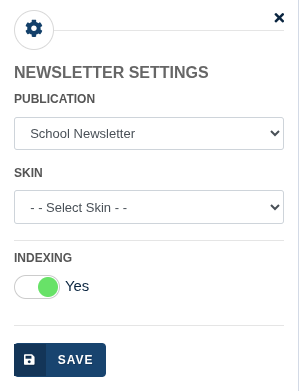 The Newsletter Settings panel
